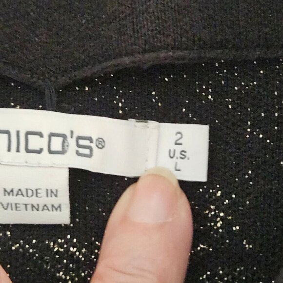 Chico's Lurex Scroll Print Sweater Tank Gold Detail Sleeveless Size 2 US Large - Picture 4 of 10